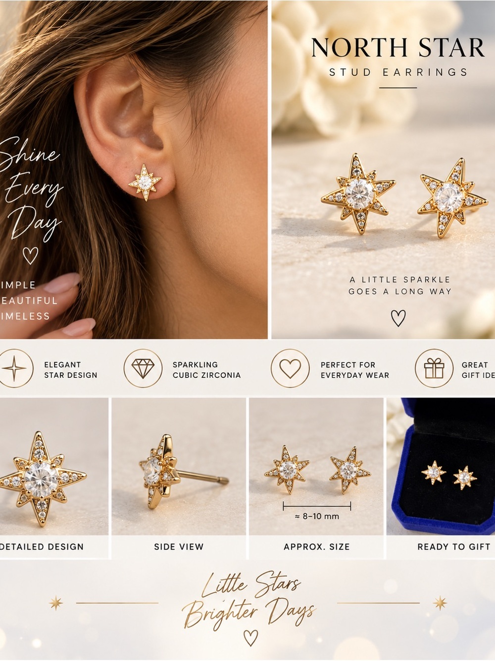 🆕 North Star Stud Earrings
